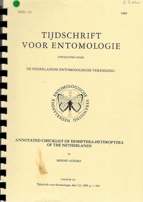 Aukema, B. - Annotated checklist of Hemiptera-Heteroptera of the Netherlands