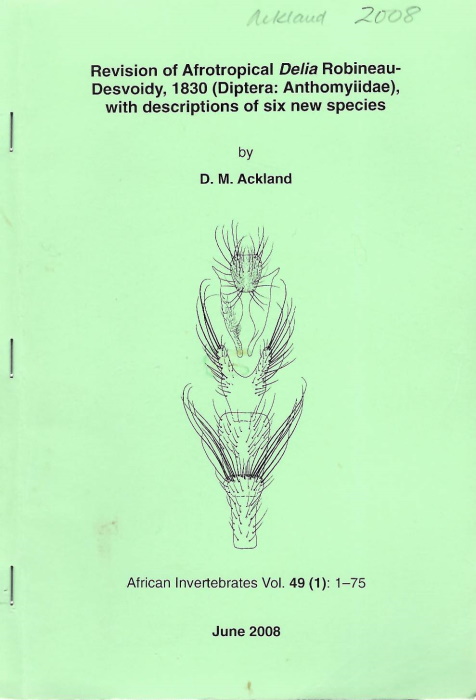 Ackland, D.M. - Revision of afrotropical <i>Delia</i> Robineau-Desvoidy, 1830 (Diptera: Anthomyiidae), with descriptions of six new species