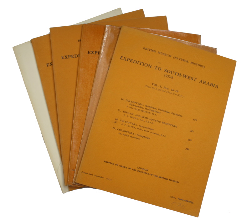 British Museum (Natural History) - Expedition to South-West Arabia 1937-8. Vol. 1, Nos 1, 9-33 + Index