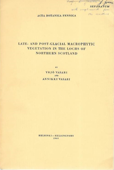 Vasari, Y.; Vasari, A. - Late- and Post-Glacial Macrophytic Vegetation in the Lochs of Northern Scotland