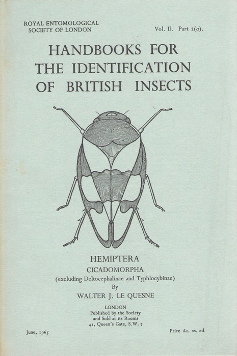 Le Quesne, W.J. - Hemiptera Cicadomorpha (excluding Deltocephalinae and Typhlocybinae) (Handbooks for the Identification of British Insects 2/2a)