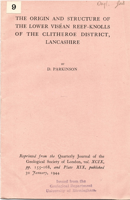 Parkinson, D. - Origin and Structure of the Lower Visan Reef-Knolls of the Clitheroe District, Lancashire