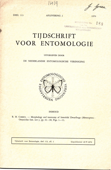 Cobben, R.H. - Morphology and taxonomy of Intertidal Dwarfbugs (Heteroptera: Omaniidae fam. Nov.)