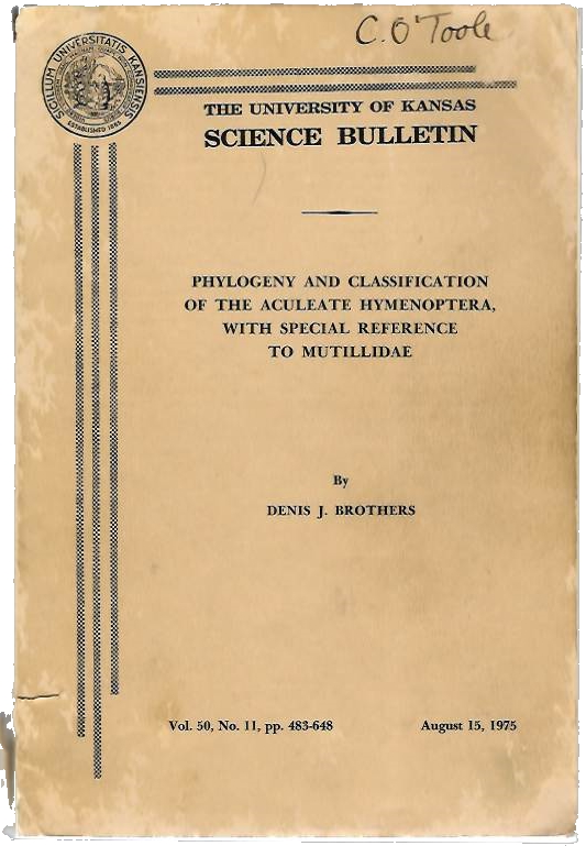 Brothers, D.J. - Phylogeny and classification of the Aculeate Hymenoptera with special reference to Mutillidae