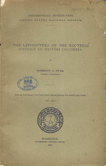 Dyar, H.G - The Lepidoptera of the Kootenai District of British Columbia