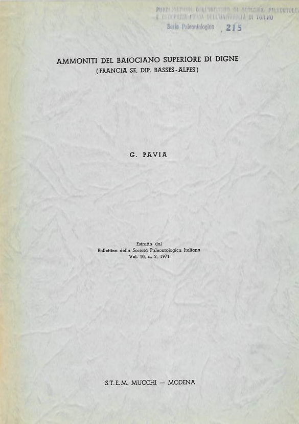 Pavia, G. - Ammoniti del Baiociano Superiore di Digne (Fracia SE, dip. Basses - Alpes)