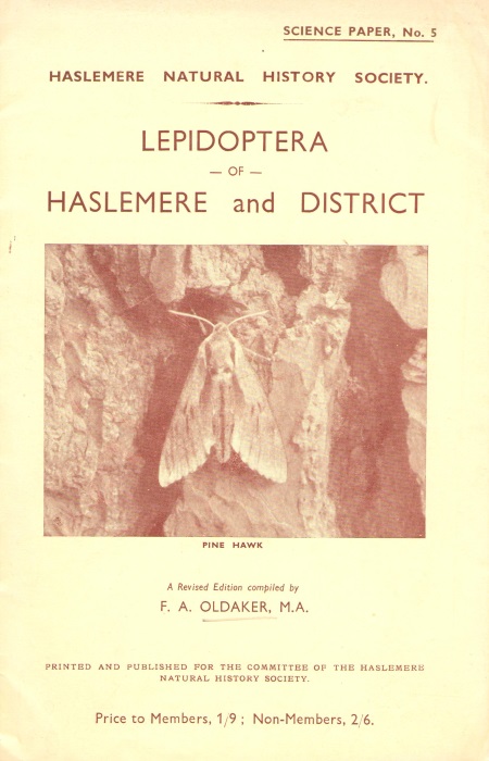 Oldaker, F.A. - A List of the Lepidoptera occurring within six miles of Haslemere