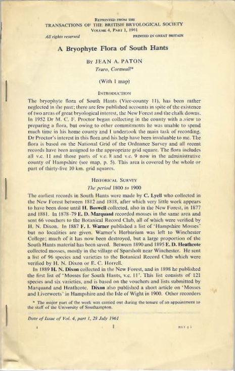 Paton, J.A. - A Bryophyte Flora of South Hants