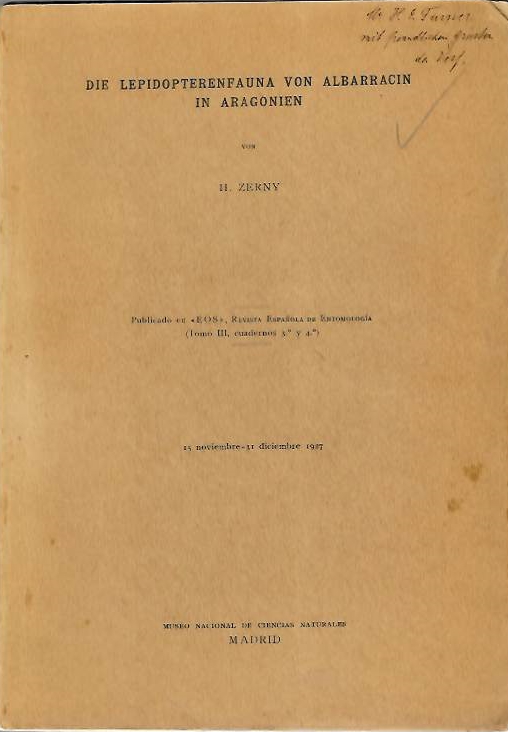 Zerny, H. - Die Lepidopterenfauna von Albarracin in Aragonien