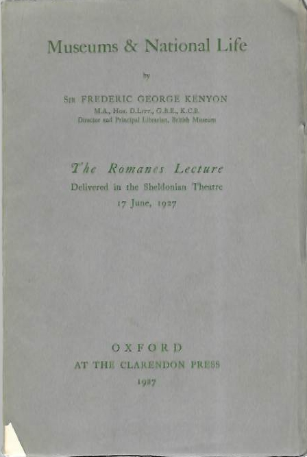 Kenyon, F.G. - Museums & National Life