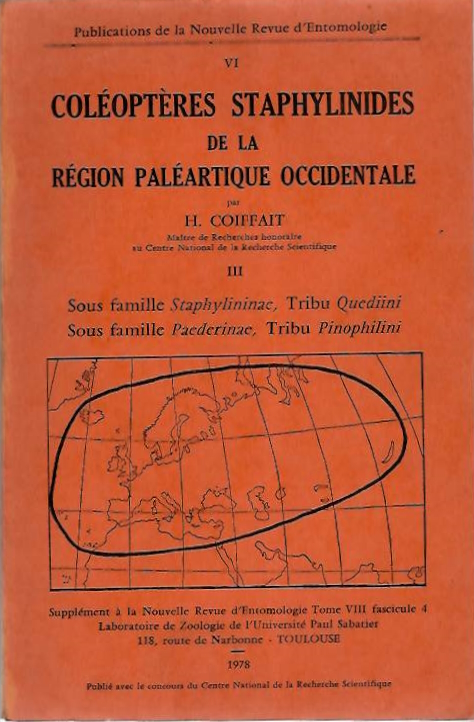 Coiffait, H. - Coleopteres Staphylinides de la Region Palearctique Occidentale III: Staphylininae: Quediini; Paederinae: Pinophilini
