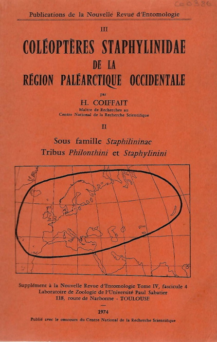 Coiffait, H. - Coloptres Staphylinides de la Rgion Palarctique Occidentale II: Staphilininae: Philonthini et Staphylinini