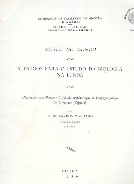Machado, A. de Barros - Nouvelles contributions  l'tude systmatique et biogographique des Glossines (Diptera)