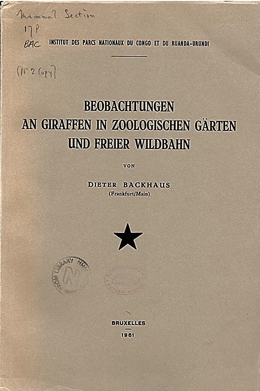 Backhaus, D. - Beobachtungen an Giraffen in zoologischen Grten in freier Wildbahn