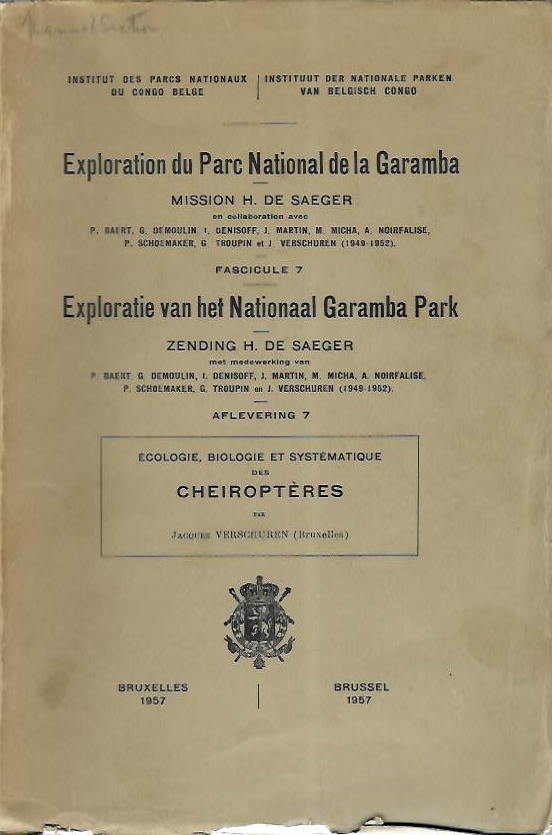 Verschuren, J. - cologie, Biologie et Systmatique des Cheiroptres