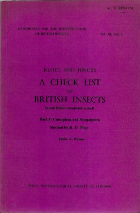 Pope, R.D. - A Check List of British Insects Pt. 3: Coleoptera and Strepsiptera (Handbooks for the Identification of British Insects 11/3)