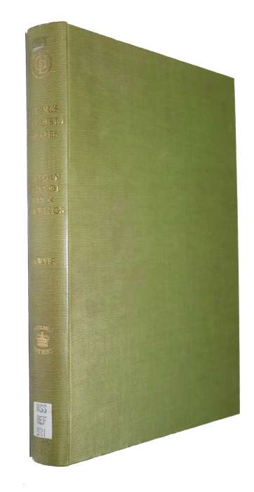 Sawyer, F.C. - A Short History of the Libraries and List of Manuscripts and Original Drawings in the British Museum (Natural History)