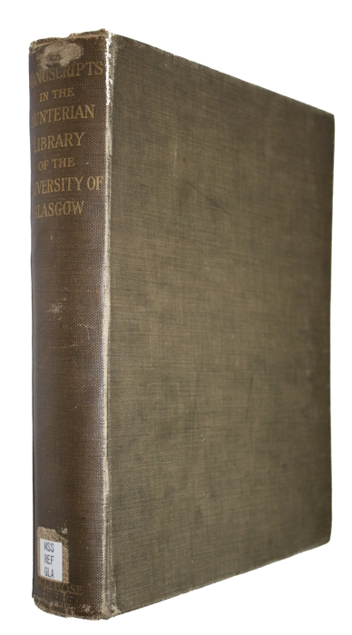 Young, J.; Aitken, P.H. - A Catalogue of the Manuscripts in the Library of the Hunterian Museum in the University of Glasgow