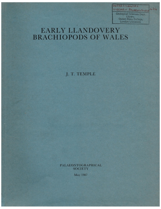 Temple, J.T. - Early Llandovery Brachiopods of Wales