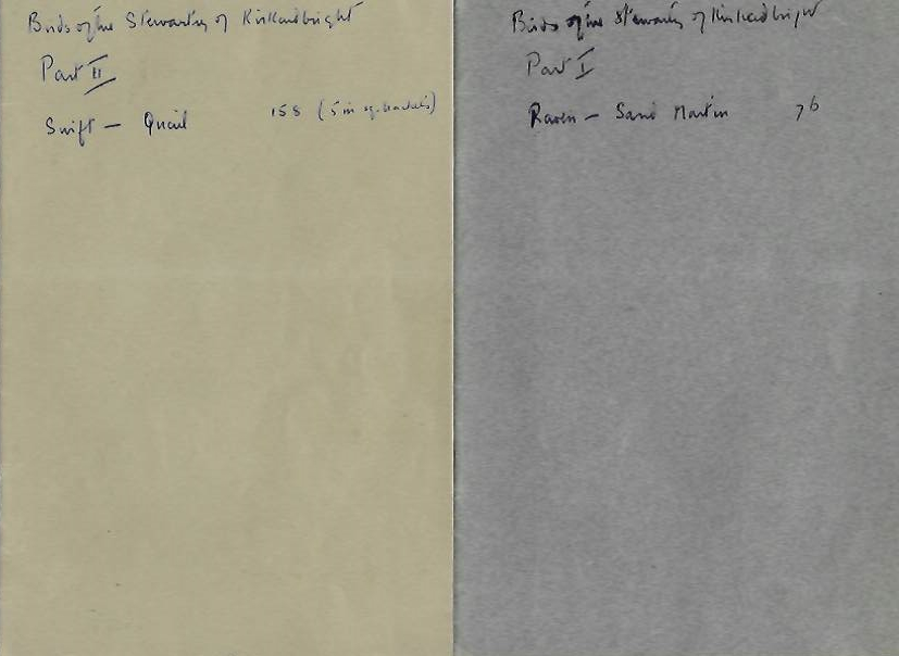 Duncan, A.B. - List of the Birds of the Stewartry of Kirkcudbright. Parts 1 and 2