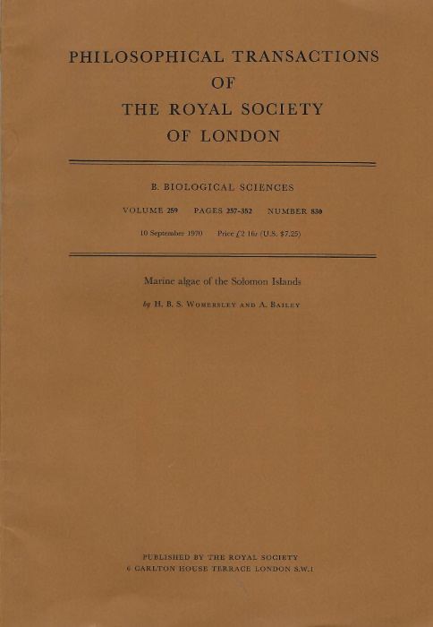 Womersley, H.B.S.; Bailey, A. - Marine algae of the Solomon Islands