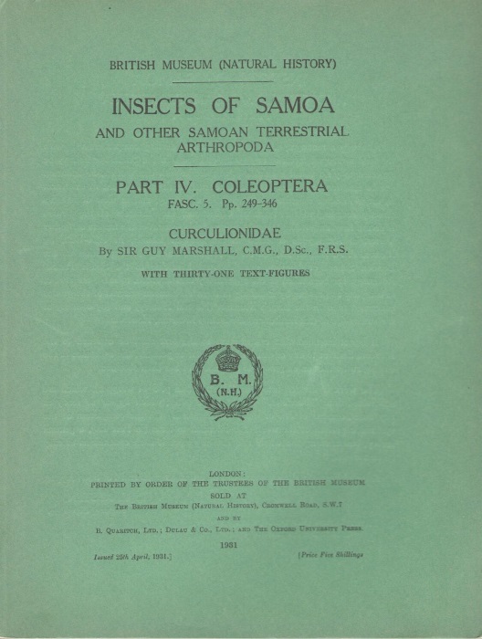 Marshall, G. - Insects of Samoa. Pt IV. Coleoptera: Fasc. 5: Curculionidae