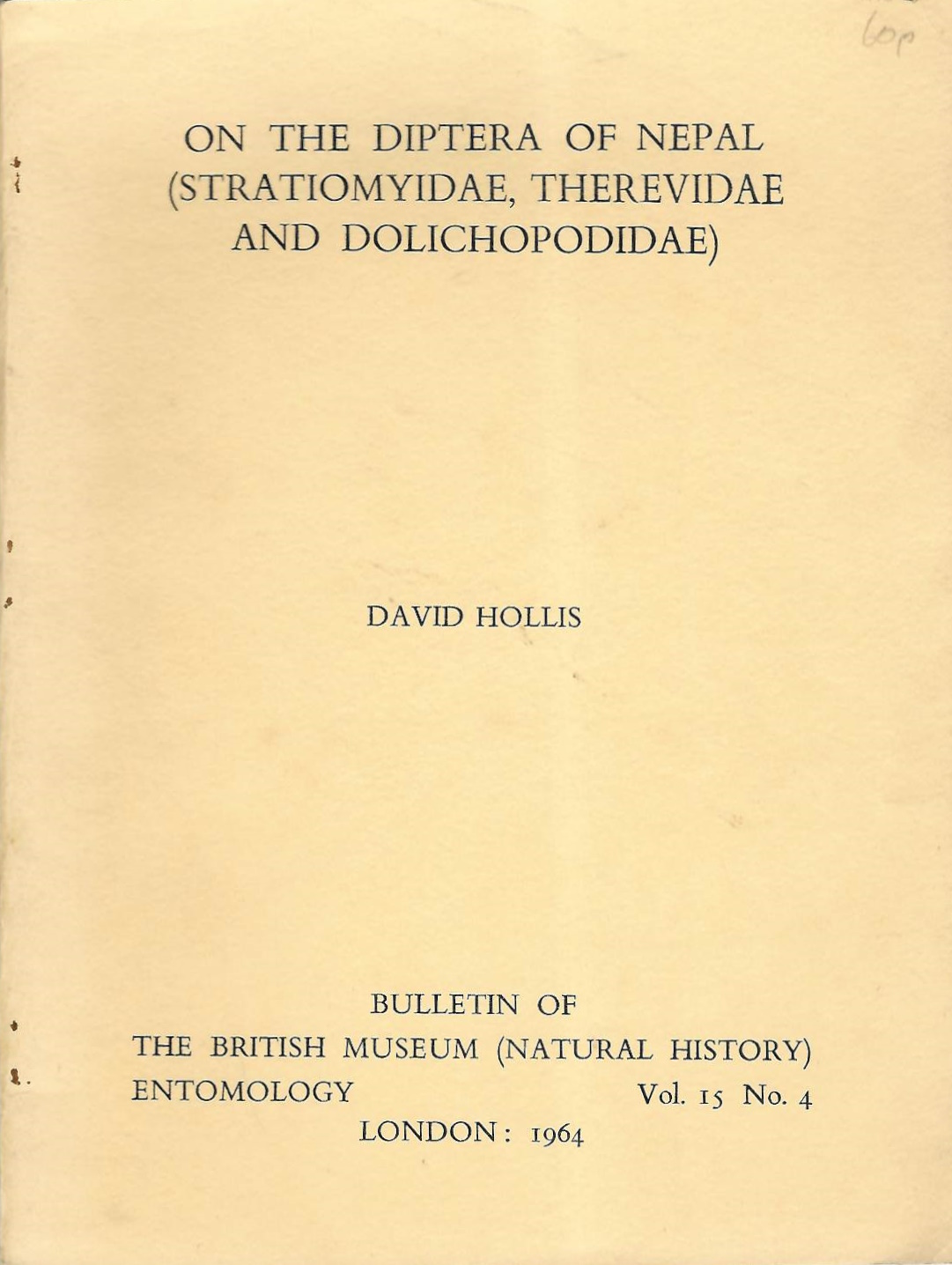 Hollis, D. - Diptera from Nepal (Stratiomyidae, Therevidae, and Dolichopodidae)
