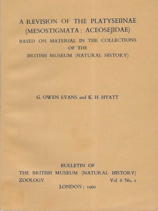 Evans, G.O.; Hyatt, K.H. - A Revision of the Platyseiinae (Mesostigmata: Aceosejidae): Based on Material in the collections of the British Museum (Natural History)