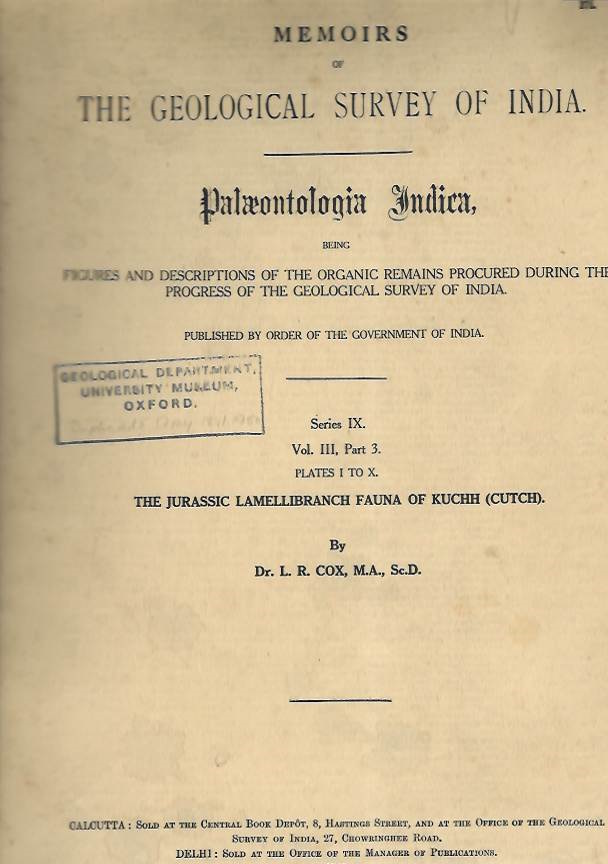 Cox, L.R. - The Jurassic Lamellibranch Fauna of Kuchh (Cutch)