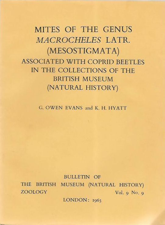 Evans, G.O.; Browning, E. - Mites of the Genus Macrocheles Latr. (Mesostigmata) associated with the Coprid beetles in the collections of the British Museum (Natural History)