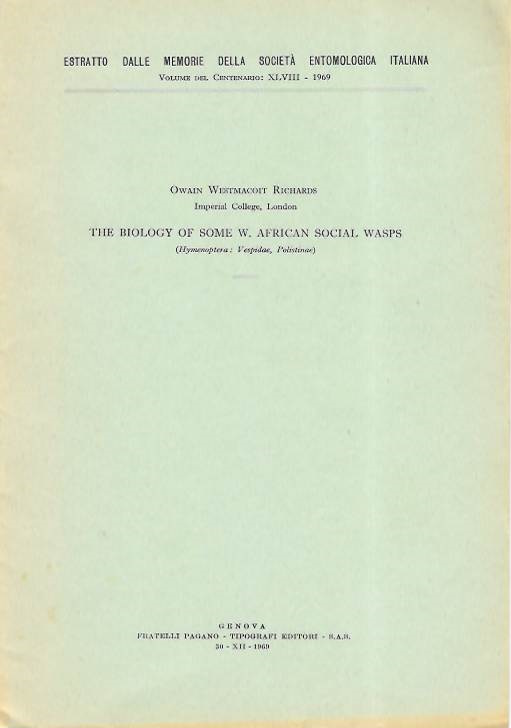 Richards, O.W. - The biology of some W. African social wasps: (Hymenoptera: Vespidae, Polistinae)