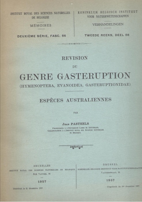 Pasteels, J.J. - Revision du Genre Gasteruption  (Hymenoptera, Evanoidea, Gasteruptionidae): Especes Australiennes