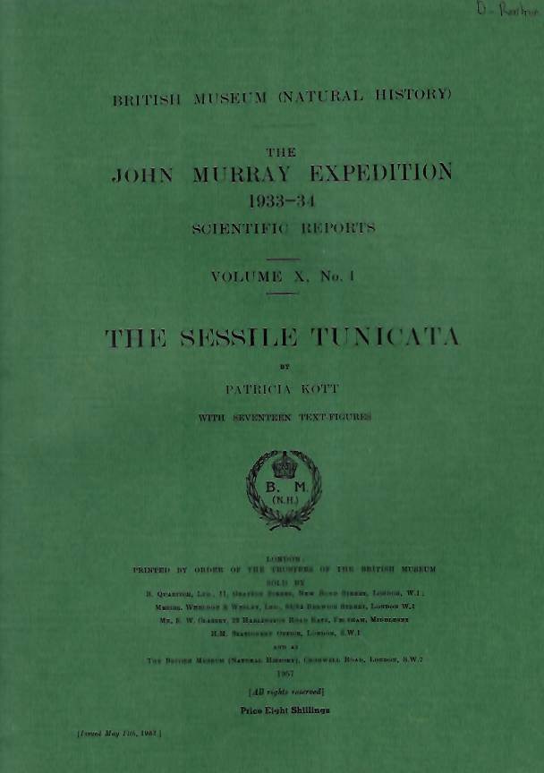 Kott, P. - The Sessile Tunicata. The John Murray Expedition 1933-34 Scientific Reports Vol. X, No. 4