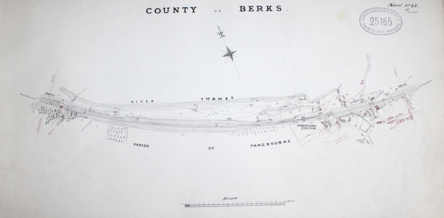 Great Western Railway - 17 original drawings of Great Western Railway track layout from Tilehurst to Didcot