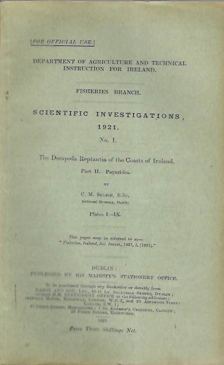 Selbie, C.M. - The Decapoda Reptantia of the Coasts of Ireland Part II - Paguridea