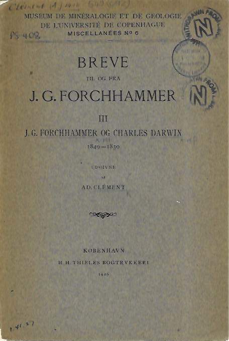 Clment, A. (Ed.) - Breve til og fra J.G. Forchhammer III: J.G. Forchhammer og Charles Darwin 1849-1850