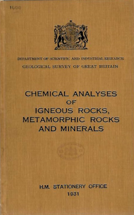 Guppy, E.M.; Thomas, H.H.; Ennos, F.R.; Sutcliffe, R. - Chemical Analyses of Igneous Rocks, Metamorphic Rocks and Minerals