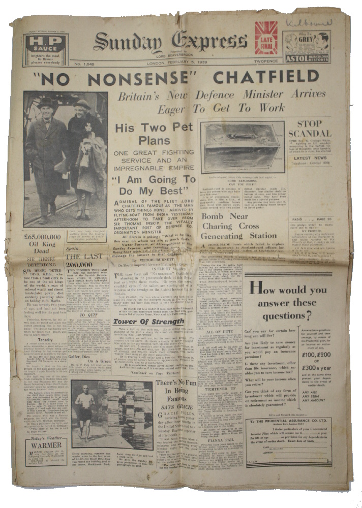  - Sunday Express February 5th 1939