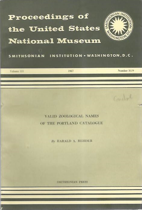 Rehder, H.A. - Valid zoological names of the Portland Catalogue