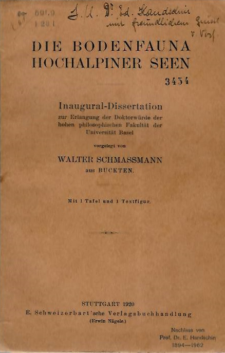 Schmassmann, W. - Die Bodenfauna Holchalpiner Seen