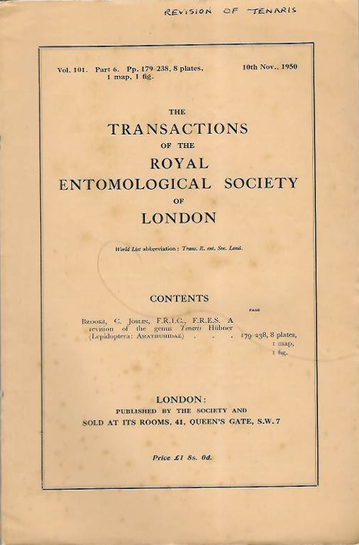 Brookes, C.J. - A revision of the genus <i>Tenaris</i> Hbner (Lepidoptera: Amathusiidae)