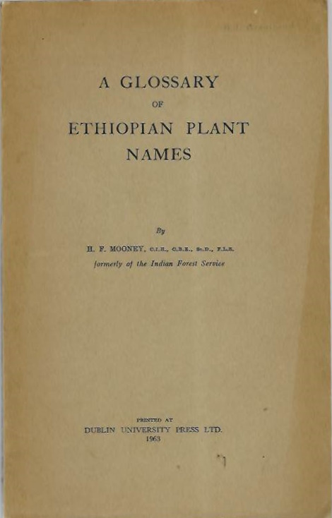 Mooney, H.F. - A Glossary of Ethiopian Plant Names