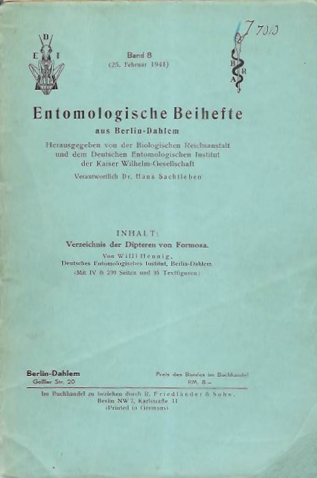 Hennig, W. - Verzeichnis der Dipteren von Formosa