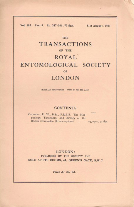 Crosskey, R.W. - The Morphology, Taxonomy, and the Biology of British Evanioidea (Hymenoptera)