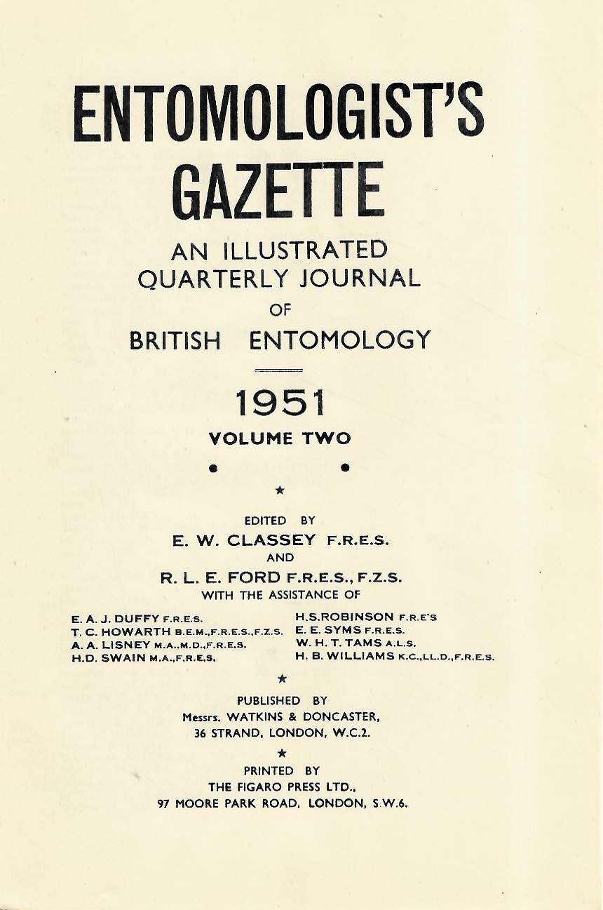  - Entomologist's Gazette. Vol. 2(1951), Title page