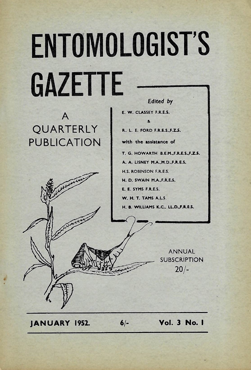  - Entomologist's Gazette. Vol. 3, Part 1 (1952)