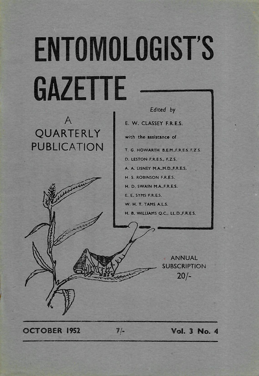  - Entomologist's Gazette. Vol. 3, Part 4 (1952)