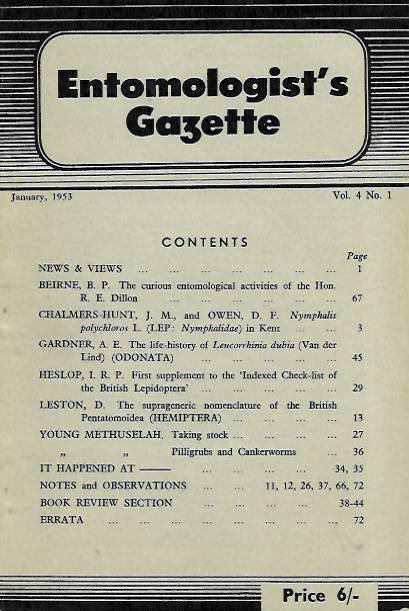  - Entomologist's Gazette. Vol. 4, Part 1 (1953)