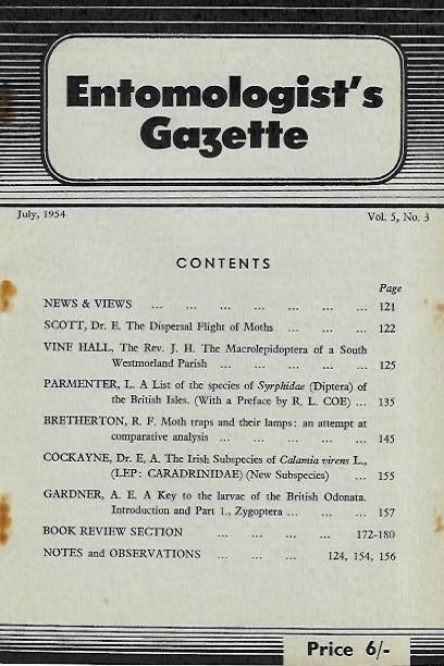  - Entomologist's Gazette. Vol. 5, Part 3 (1954)