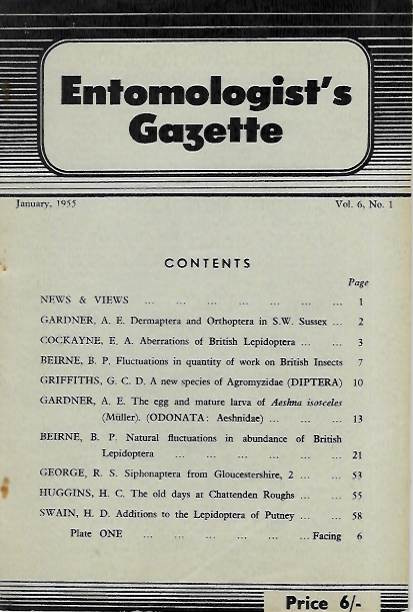  - Entomologist's Gazette. Vol. 6, Part 1 (1955)